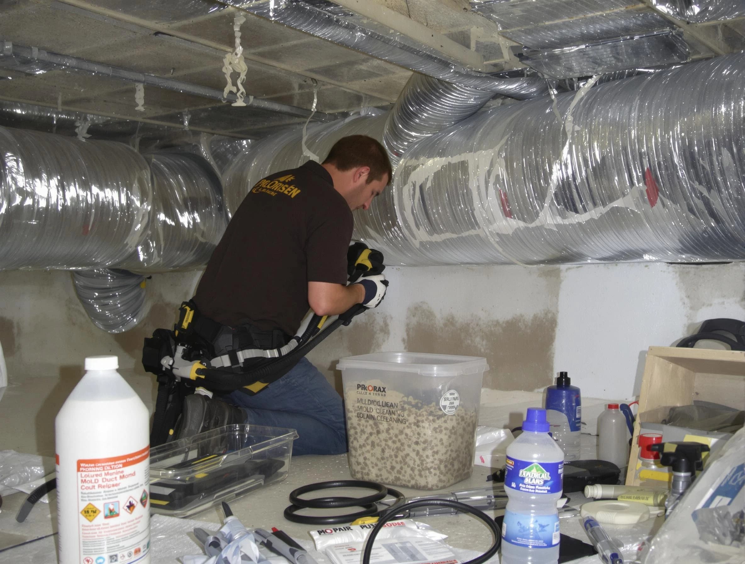 Swissvale Air Duct Cleaning specialist performing professional mold removal from air ducts in Swissvale