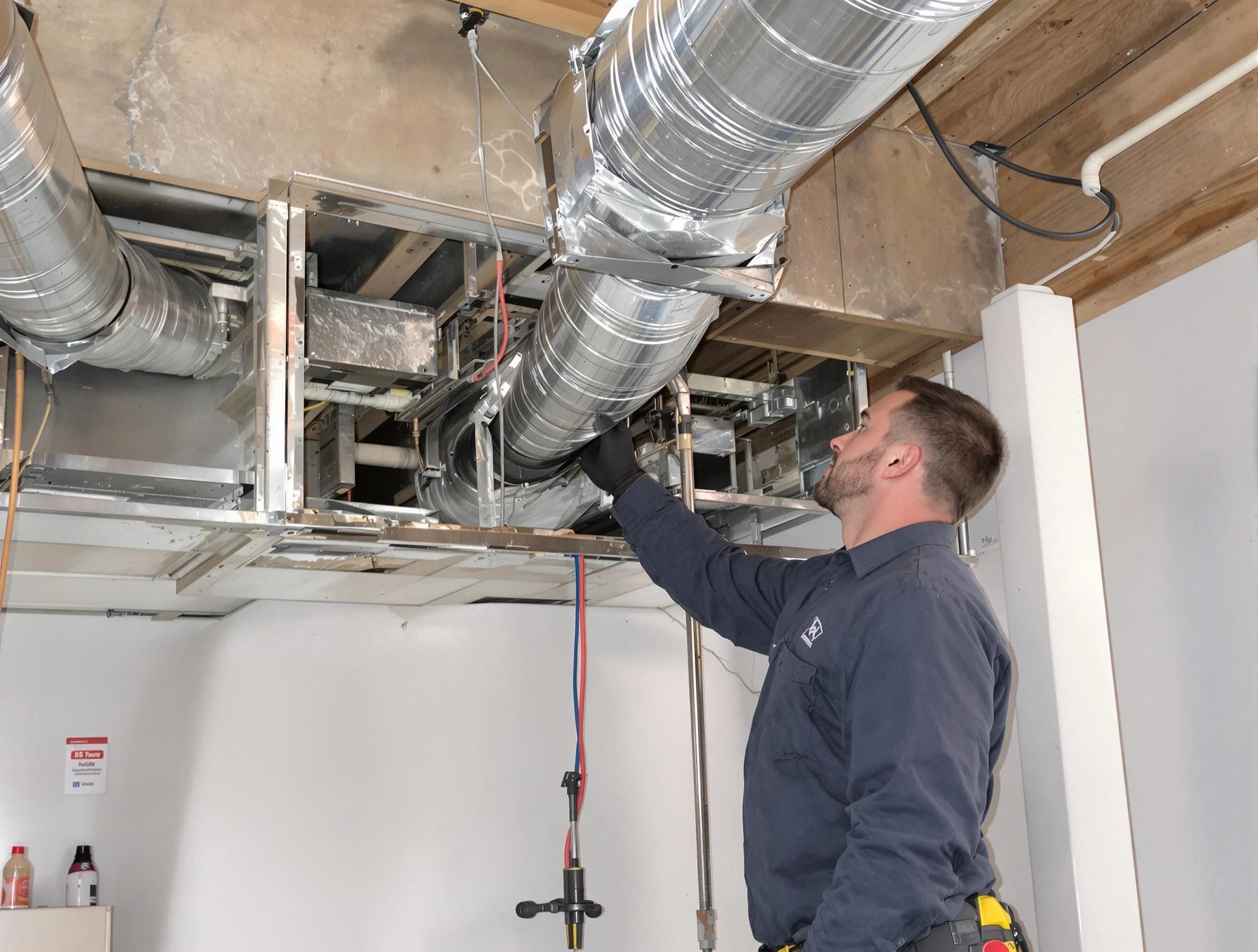 Swissvale Air Duct Cleaning technician performing professional air duct repair using specialized tools in Swissvale