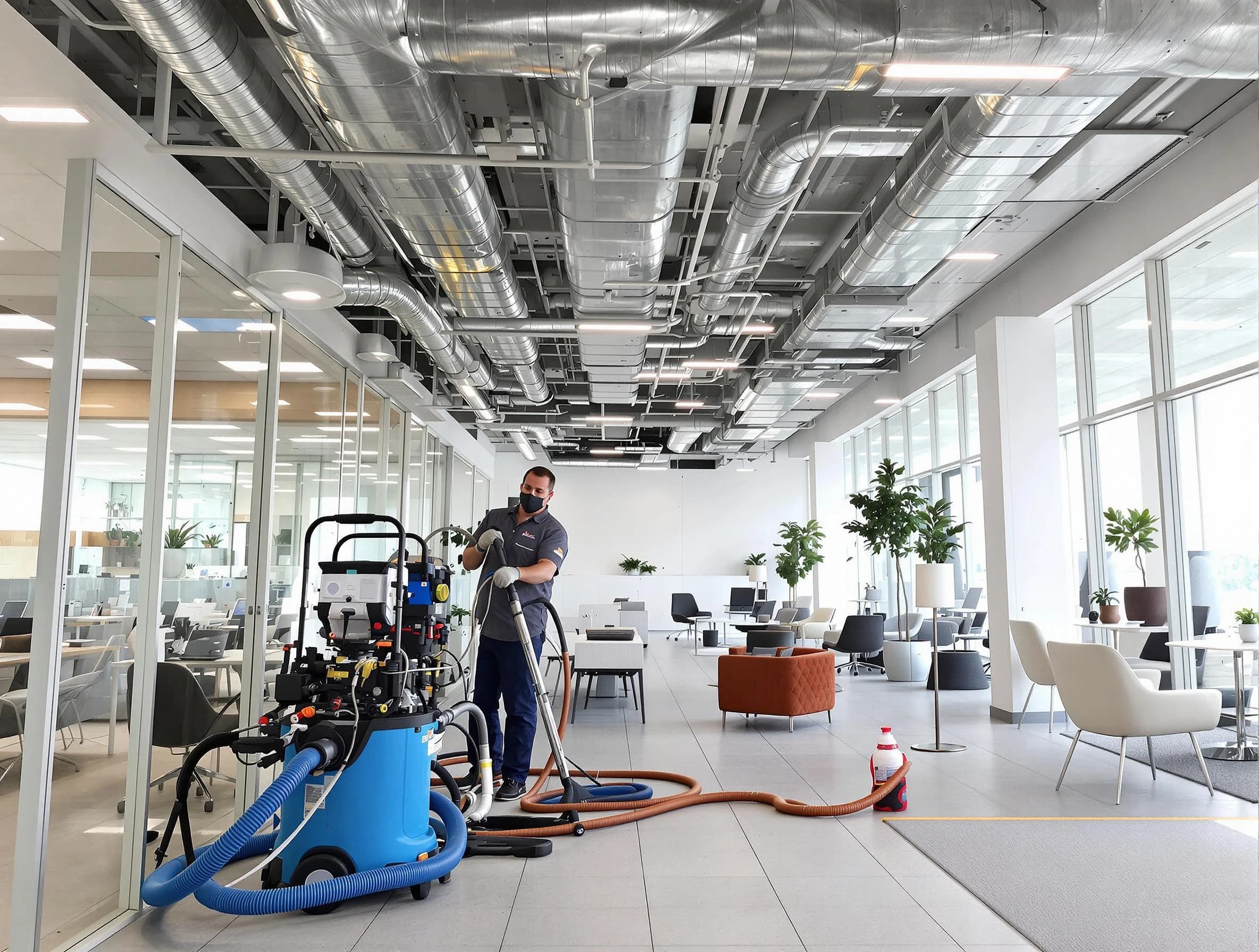 Swissvale Air Duct Cleaning team conducting comprehensive commercial duct cleaning at a business location in Swissvale