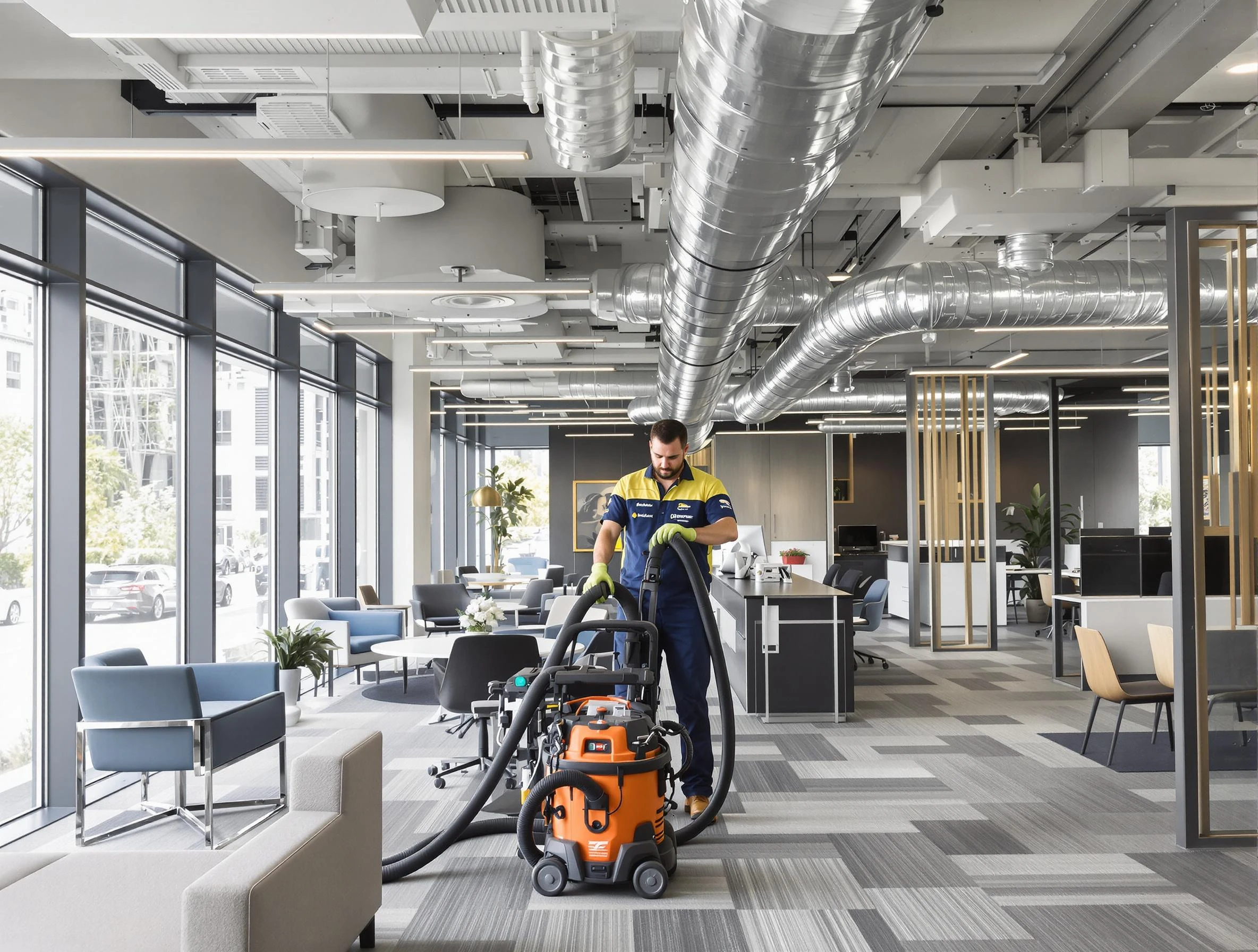 Swissvale Air Duct Cleaning team performing thorough commercial duct cleaning at a Swissvale business center